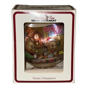 Holiday Time 2001 Christmas Satin Merry Mice Ornament Made in USA New